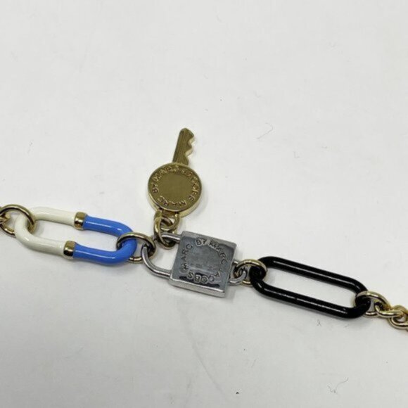 Marc Jacobs Necklace Stationary Bubble Medley Gold Teal Black White Blue Silver - Picture 8 of 10